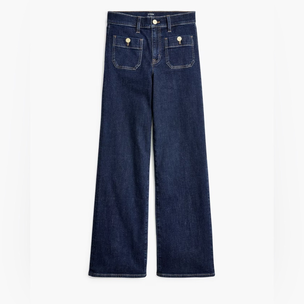J Crew Factory Full Length Slim Wide Leg Sailor Jeans 35 Tall Premium Edition - Picture 4 of 15
